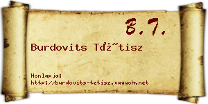 Burdovits Tétisz névjegykártya